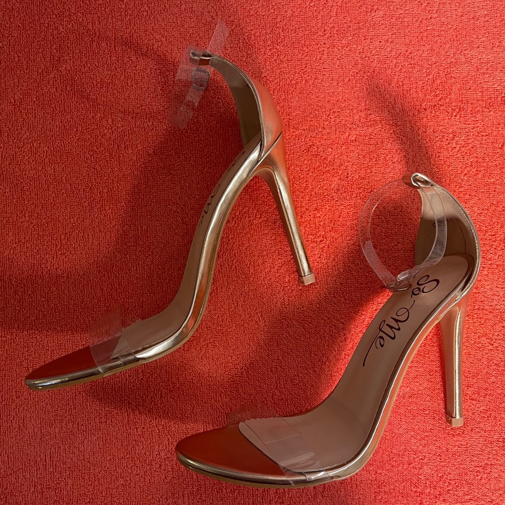 So Me clear stiletto heels with ankle strap